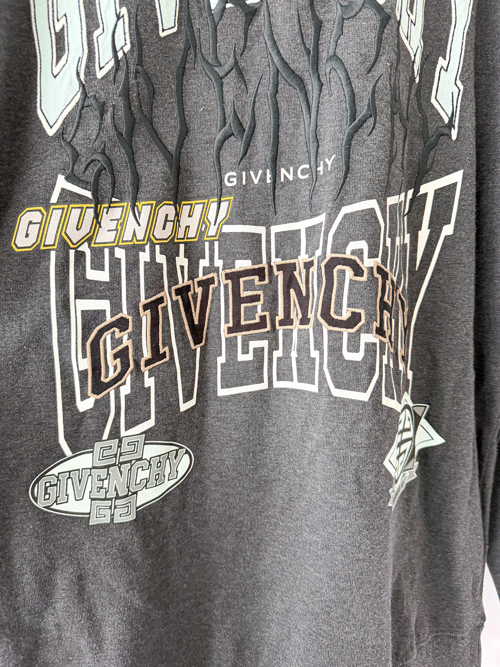 Givenchy Men's Multi Logo Crew Sweat in Charcoal