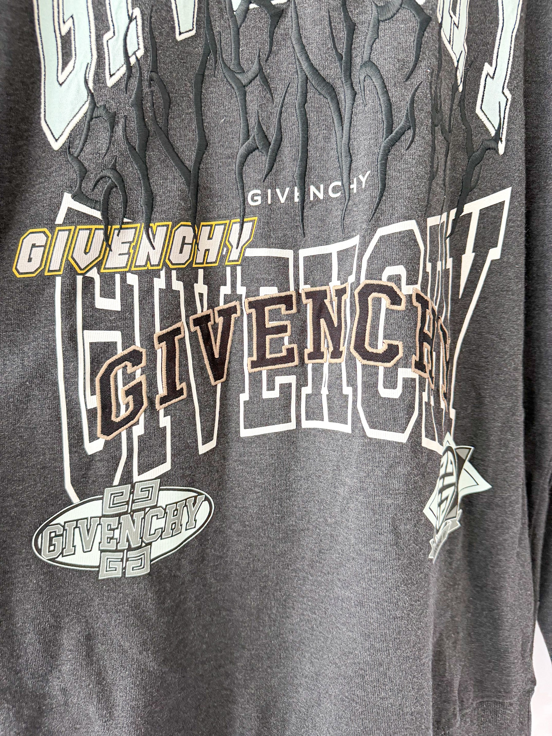 Givenchy Men's Multi Logo Crew Sweat in Charcoal