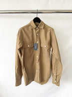 Drake's Double Pocket Brushed Cotton Khaki Shirt