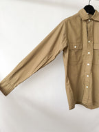 Drake's Double Pocket Brushed Cotton Khaki Shirt
