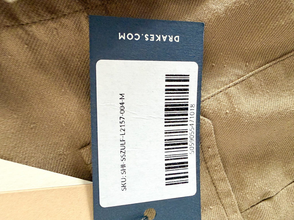 Drake's Double Pocket Brushed Cotton Khaki Shirt