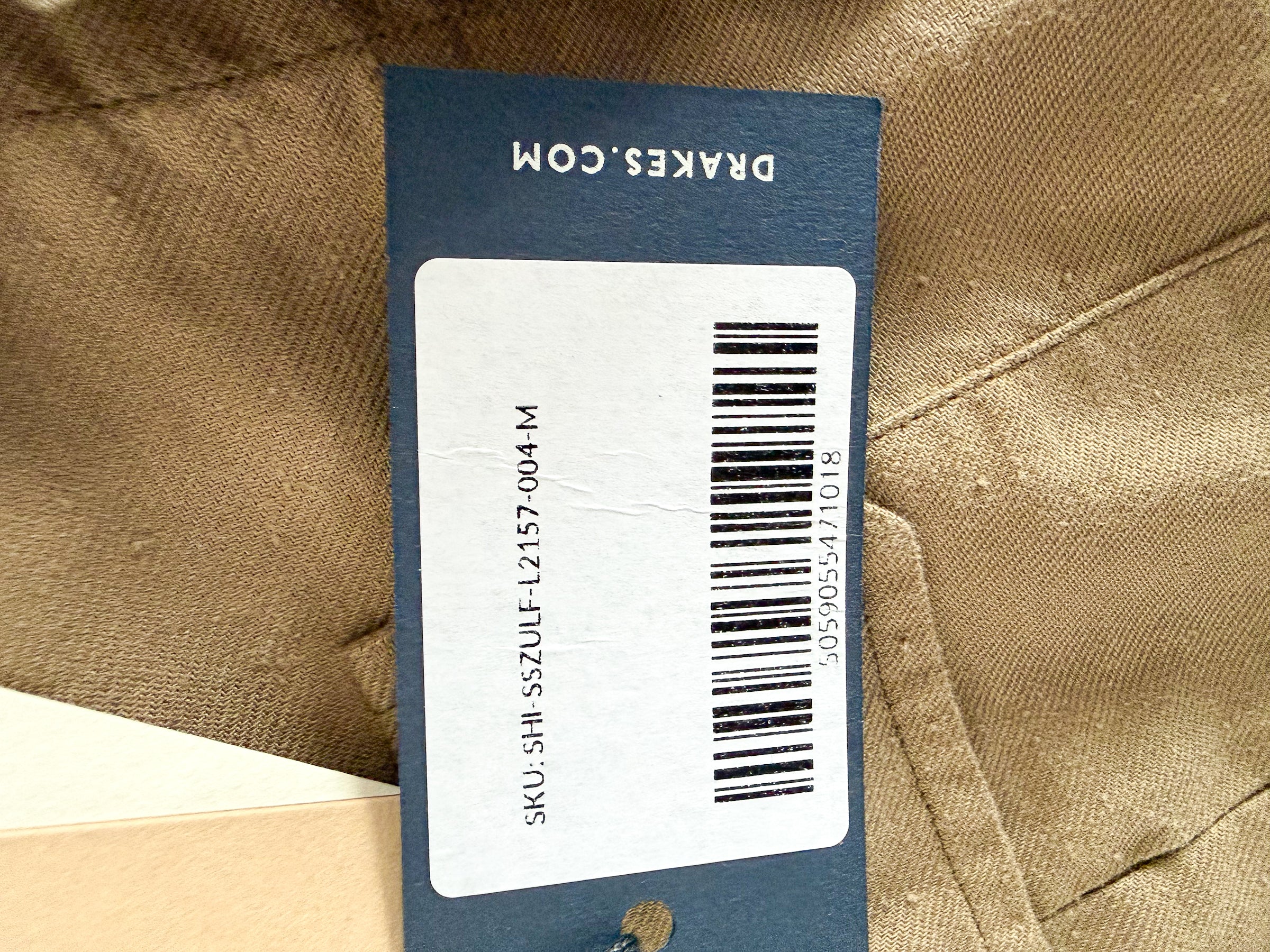 Drake's Double Pocket Brushed Cotton Khaki Shirt