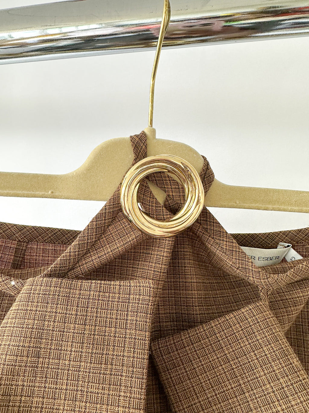 Christopher Esber Brown Wool Blend Checked Cargo Midi Skirt