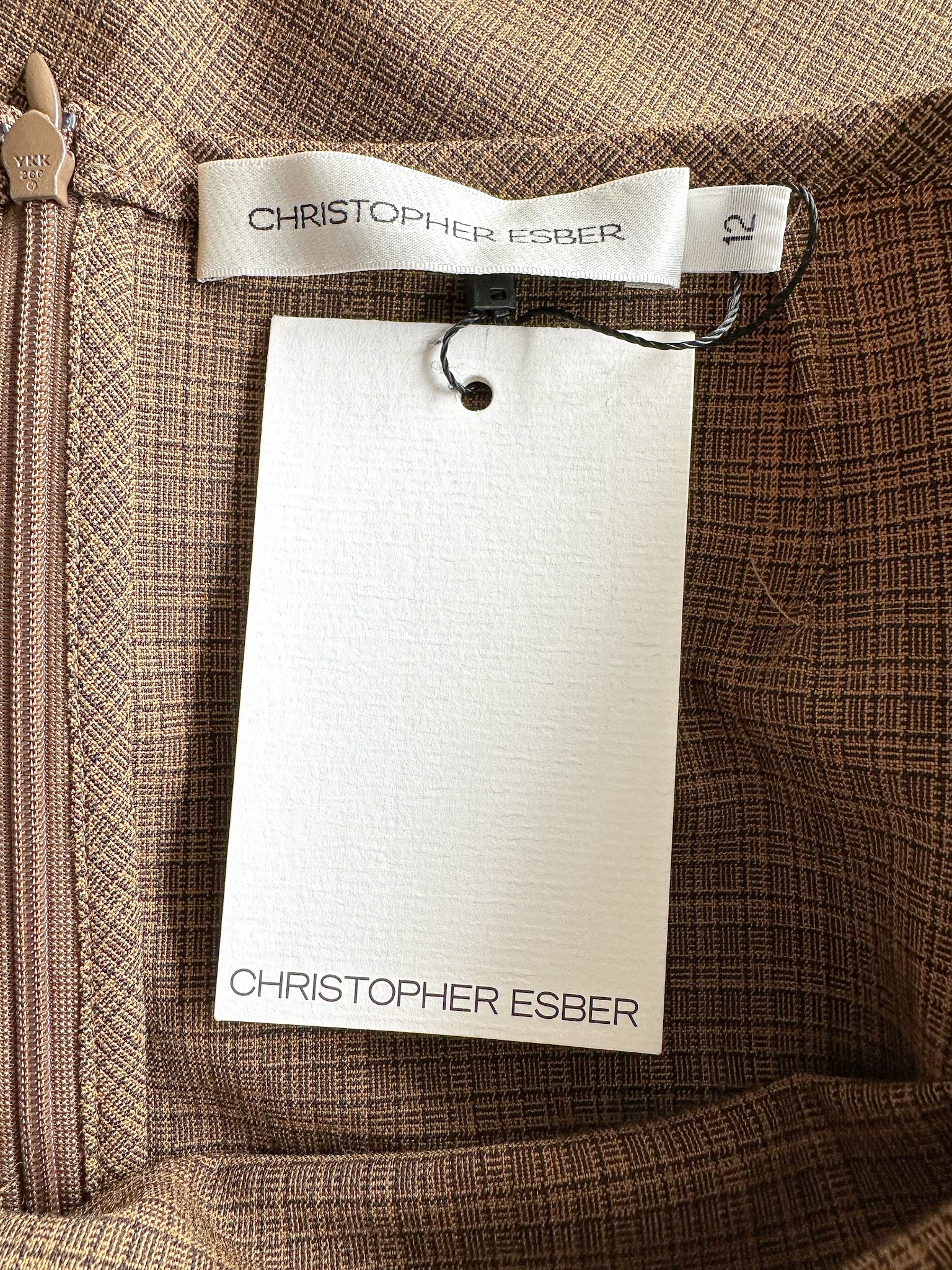 Christopher Esber Brown Wool Blend Checked Cargo Midi Skirt