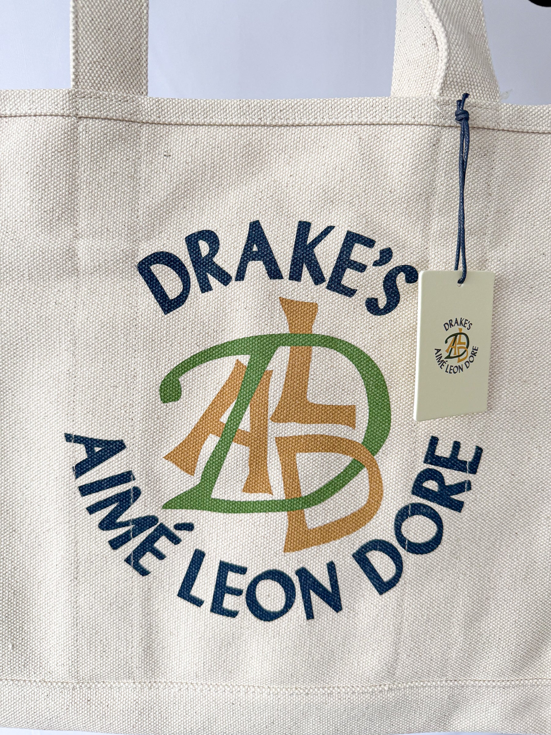 Drake's Aime Leon Dore Canvas Ecru Tote Bag