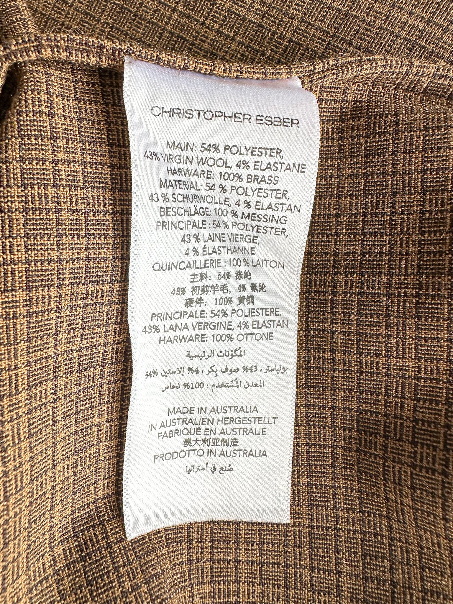 Christopher Esber Brown Wool Blend Checked Cargo Midi Skirt