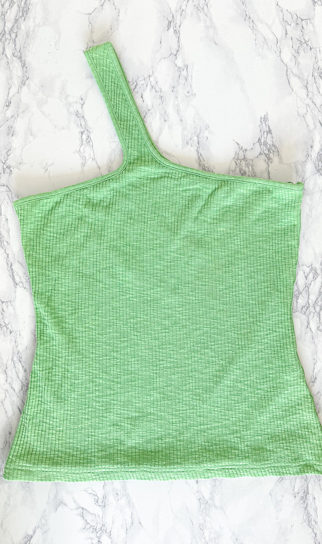 Rejina Pyo Green Nina One Shoulder Ribbed Cotton Tank Top