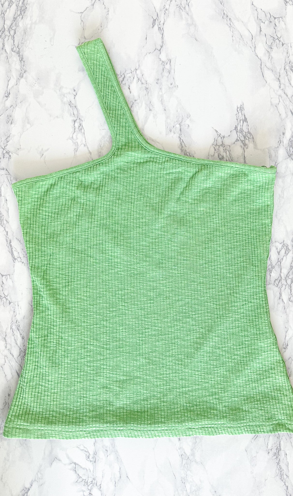 Rejina Pyo Green Nina One Shoulder Ribbed Cotton Tank Top