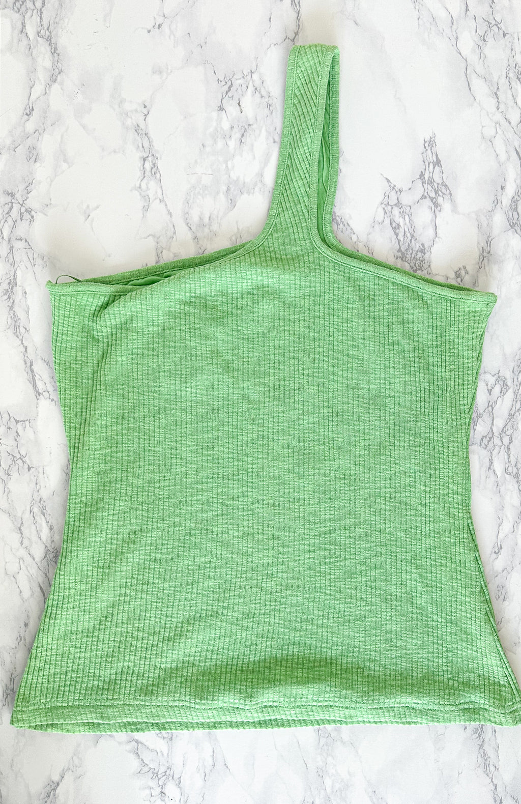 Rejina Pyo Green Nina One Shoulder Ribbed Cotton Tank Top