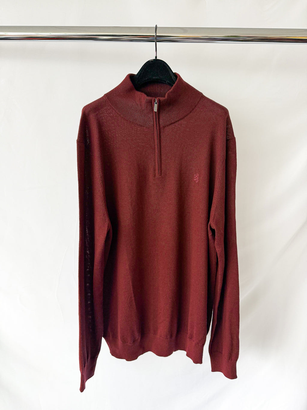 Pringle Of Scotland Qtr Zip Extra Fine Merino Wool Jumper In Burgundy