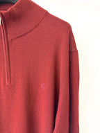 Pringle Of Scotland Qtr Zip Extra Fine Merino Wool Jumper In Burgundy