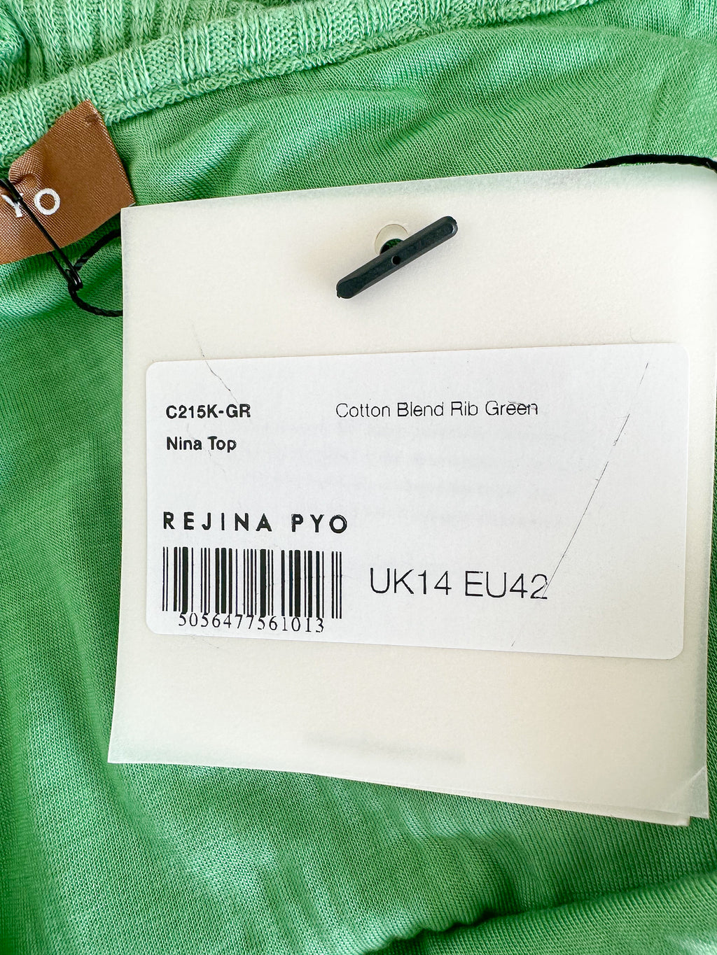 Rejina Pyo Green Nina One Shoulder Ribbed Cotton Tank Top