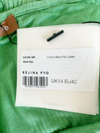 Rejina Pyo Green Nina One Shoulder Ribbed Cotton Tank Top