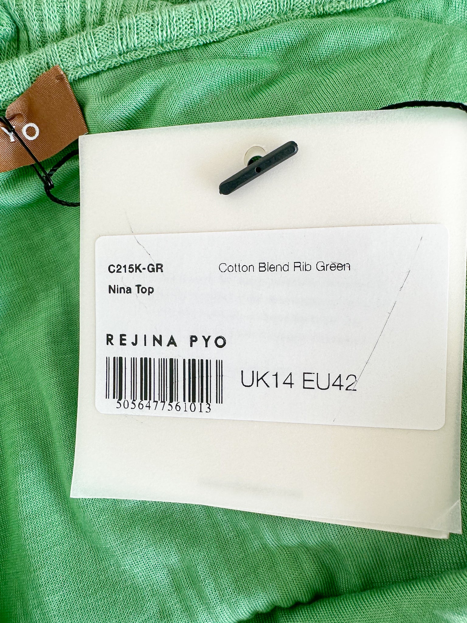 Rejina Pyo Green Nina One Shoulder Ribbed Cotton Tank Top