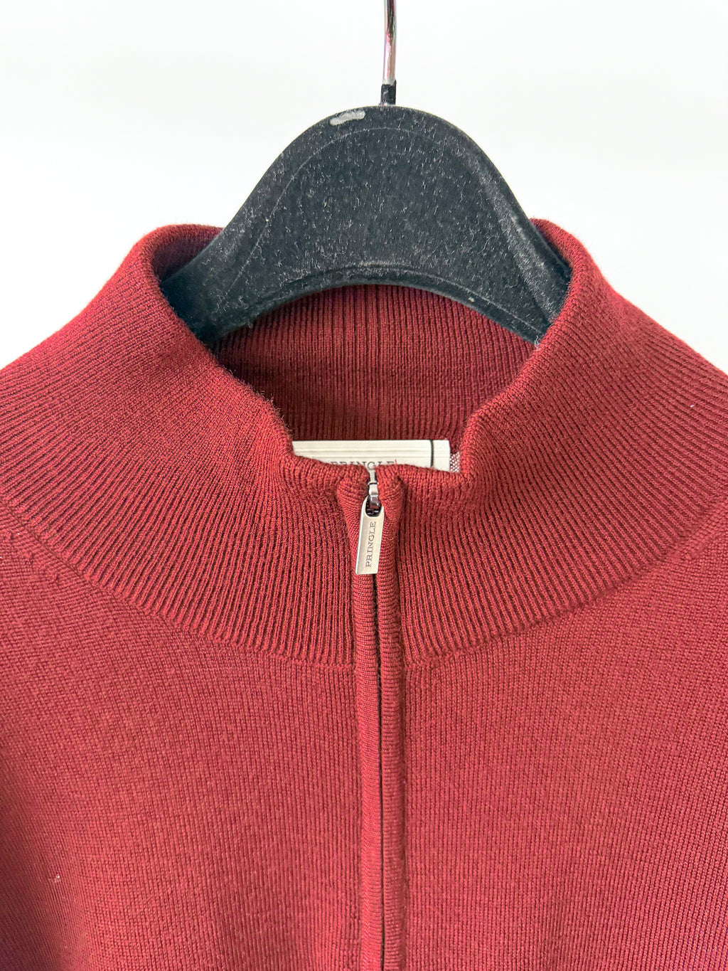 Pringle Of Scotland Qtr Zip Extra Fine Merino Wool Jumper In Burgundy