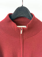 Pringle Of Scotland Qtr Zip Extra Fine Merino Wool Jumper In Burgundy