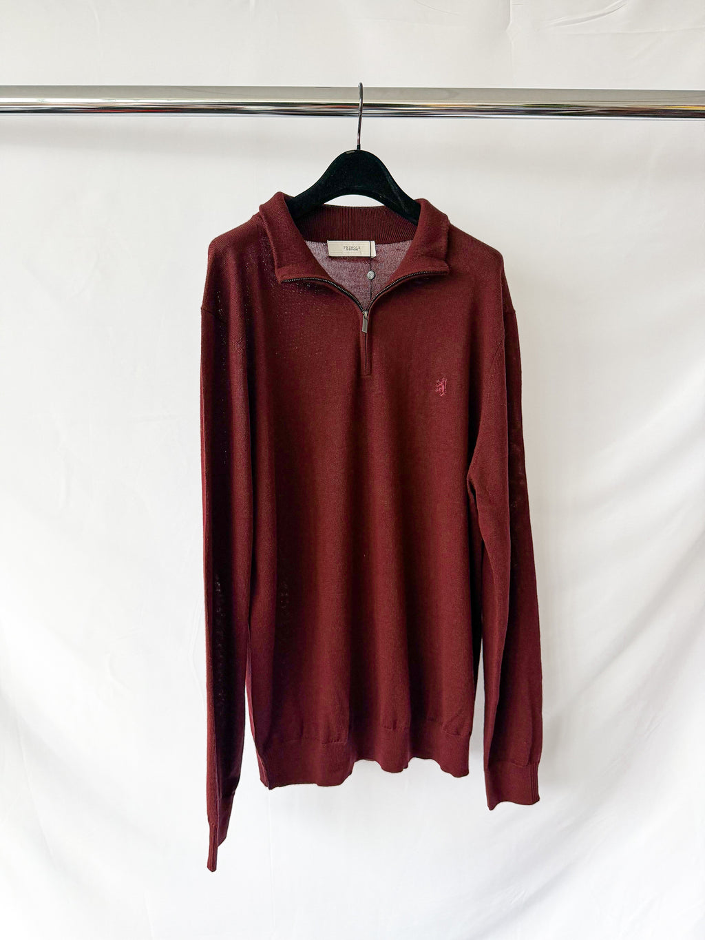 Pringle Of Scotland Qtr Zip Extra Fine Merino Wool Jumper In Burgundy