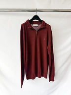Pringle Of Scotland Qtr Zip Extra Fine Merino Wool Jumper In Burgundy