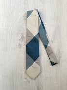 Drake's Michael J. Drake Grenadine Silk Teal Grey Colour Block Tie - House Of Huntington
