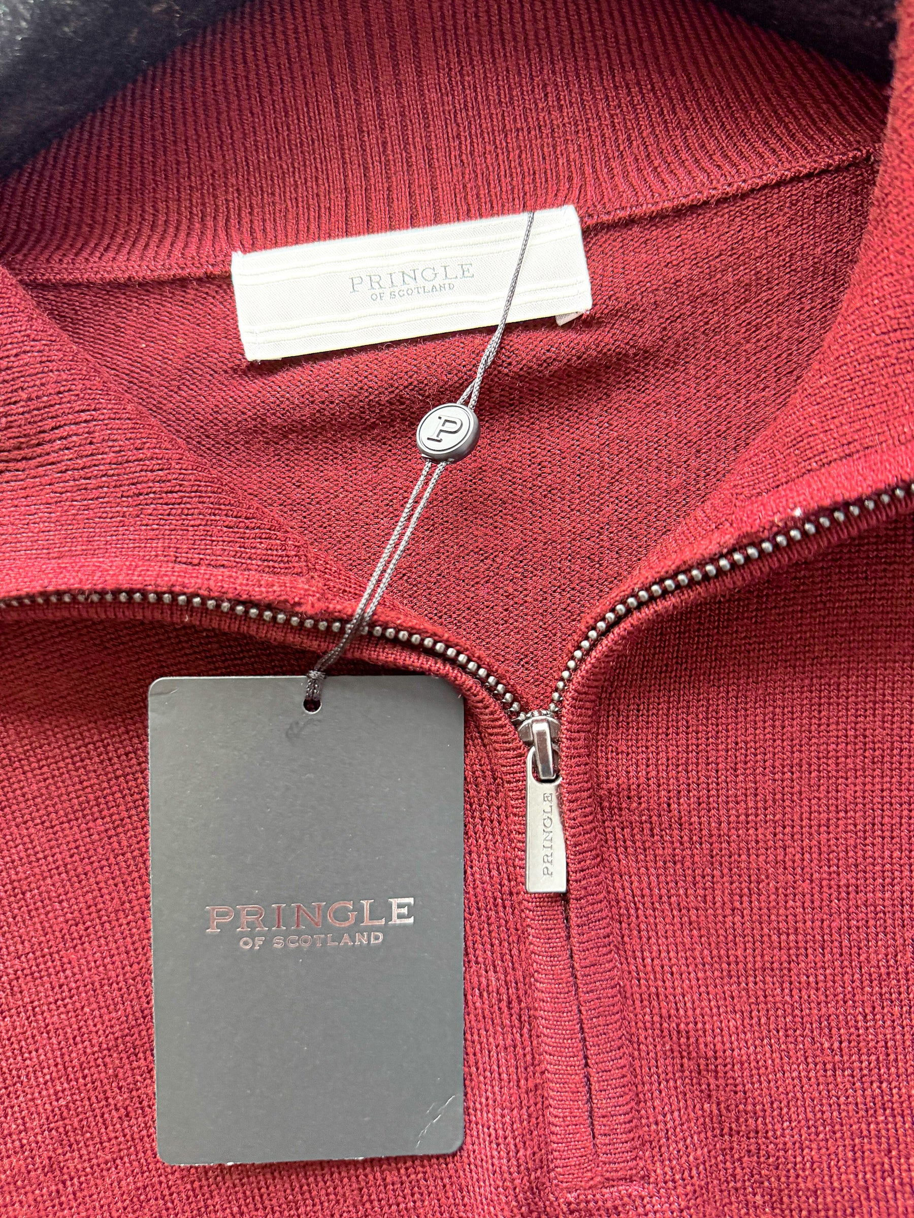 Pringle Of Scotland Qtr Zip Extra Fine Merino Wool Jumper In Burgundy