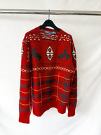 Ralph Lauren Polo Wool Blend Chunky Knit Western Fair Isle Sweater