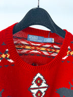 Ralph Lauren Polo Wool Blend Chunky Knit Western Fair Isle Sweater