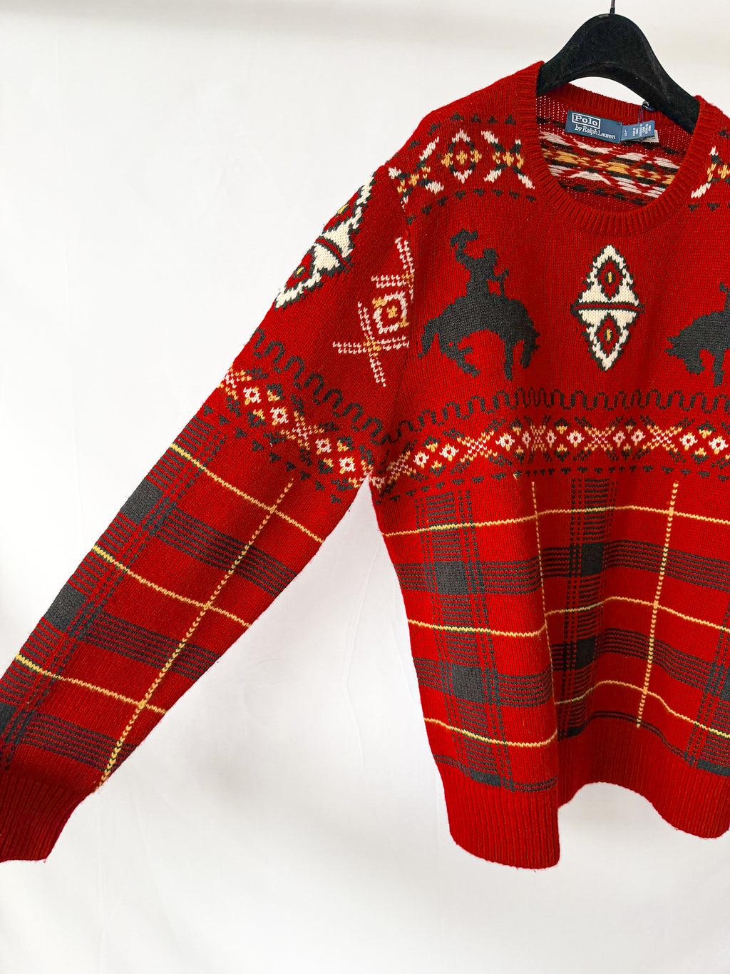 Ralph Lauren Polo Wool Blend Chunky Knit Western Fair Isle Sweater