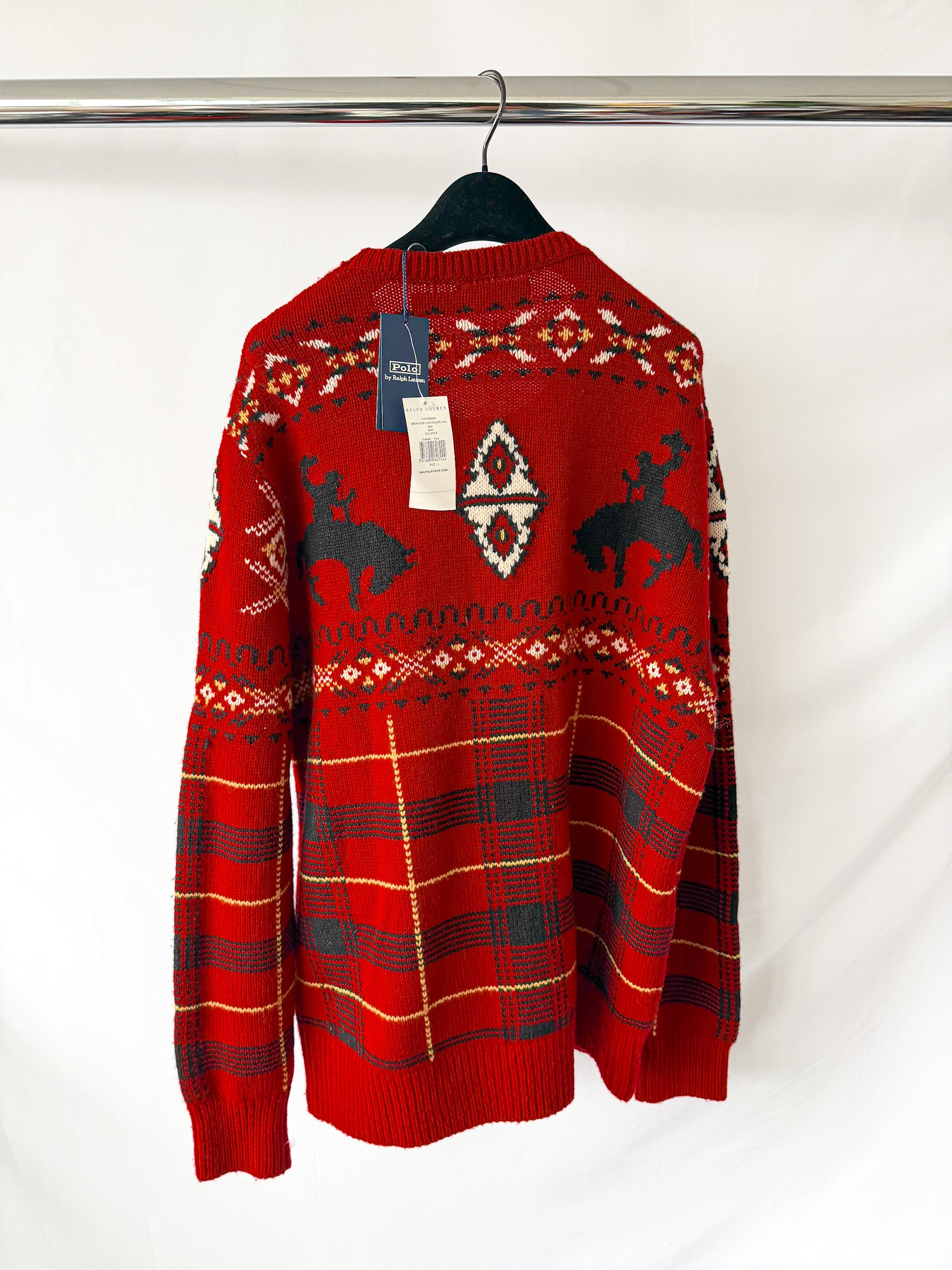 Ralph Lauren Polo Wool Blend Chunky Knit Western Fair Isle Sweater