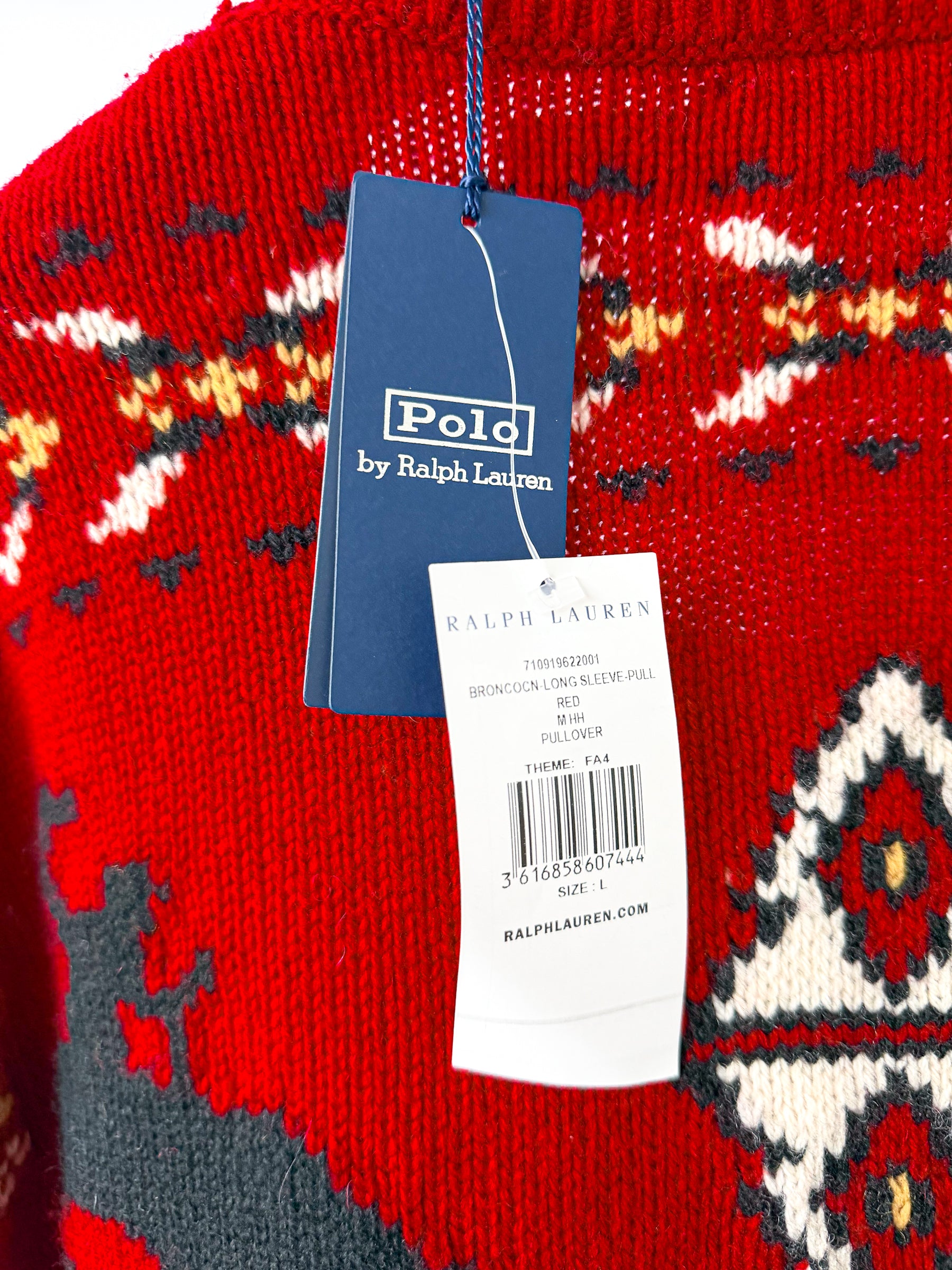 Ralph Lauren Polo Wool Blend Chunky Knit Western Fair Isle Sweater