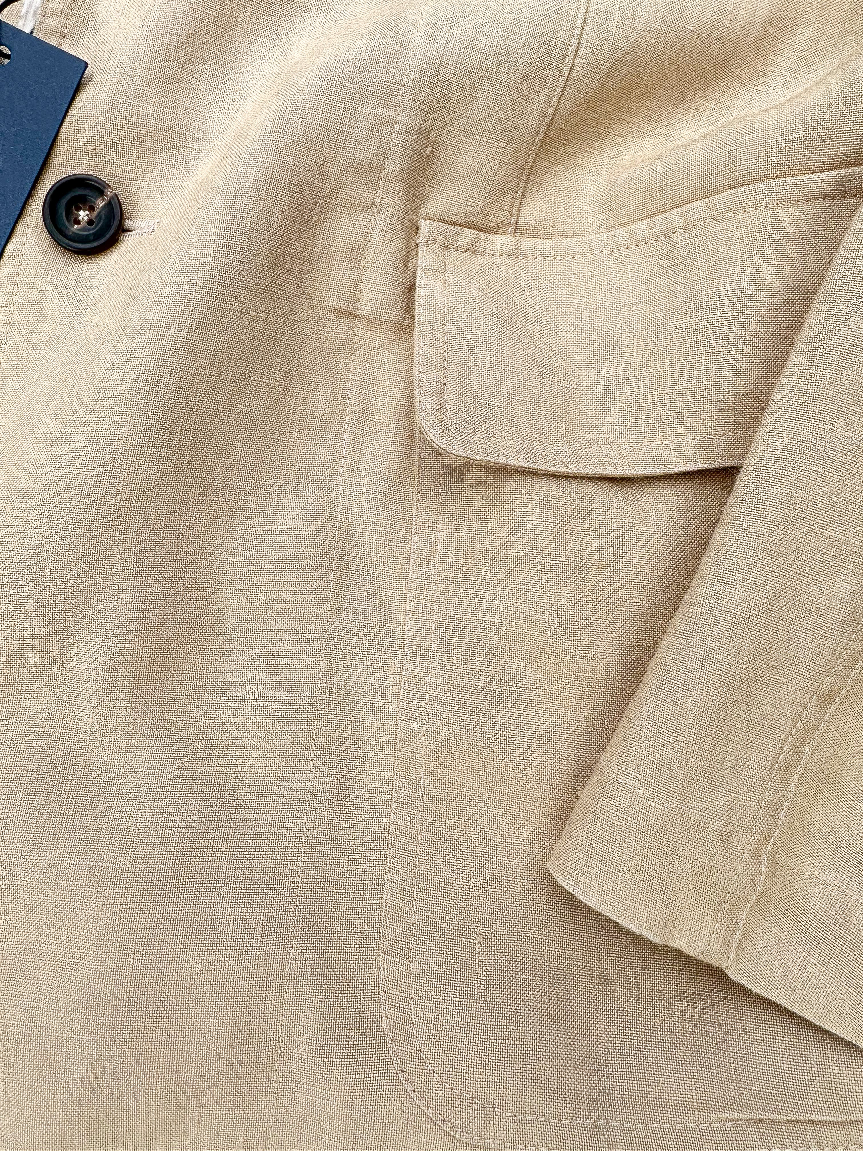 Drake's Linen Stone Unstructured Suit Blazer Jacket