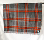 Begg X Co Jura Stuart Check Print Oversized Lambswool Angora Scarf Dark Grey