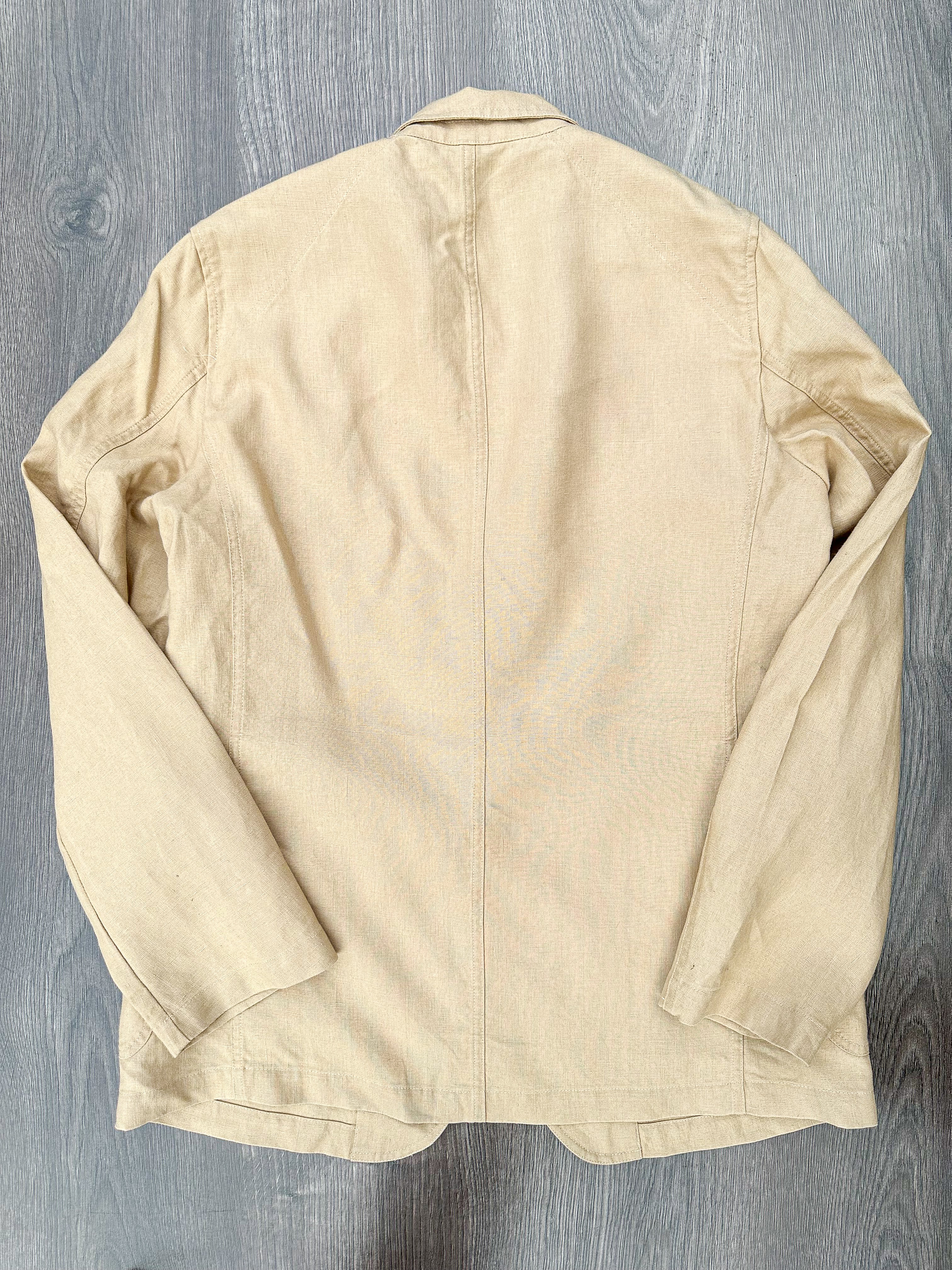 Drake's Linen Stone Unstructured Suit Blazer Jacket