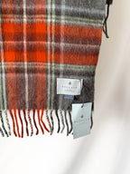 Begg X Co Jura Stuart Check Print Oversized Lambswool Angora Scarf Dark Grey