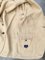 Drake's Linen Stone Unstructured Suit Blazer Jacket