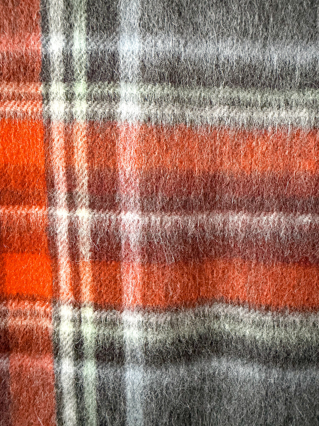 Begg X Co Jura Stuart Check Print Oversized Lambswool Angora Scarf Dark Grey