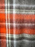 Begg X Co Jura Stuart Check Print Oversized Lambswool Angora Scarf Dark Grey