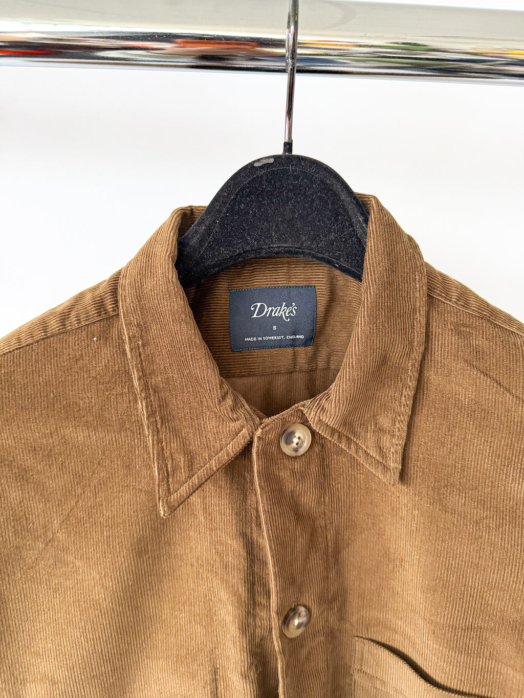 Drake's Brown Needle Cord Over Shirt