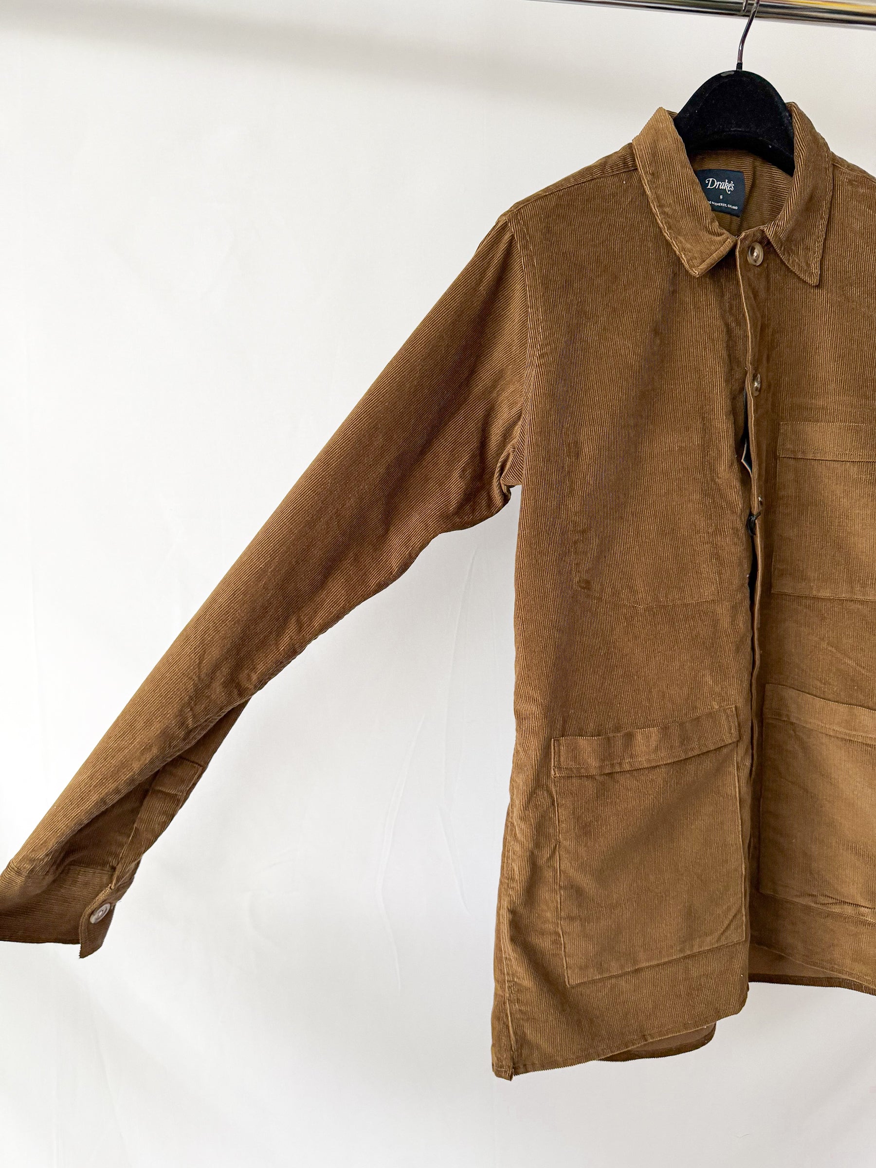 Drake's Brown Needle Cord Over Shirt