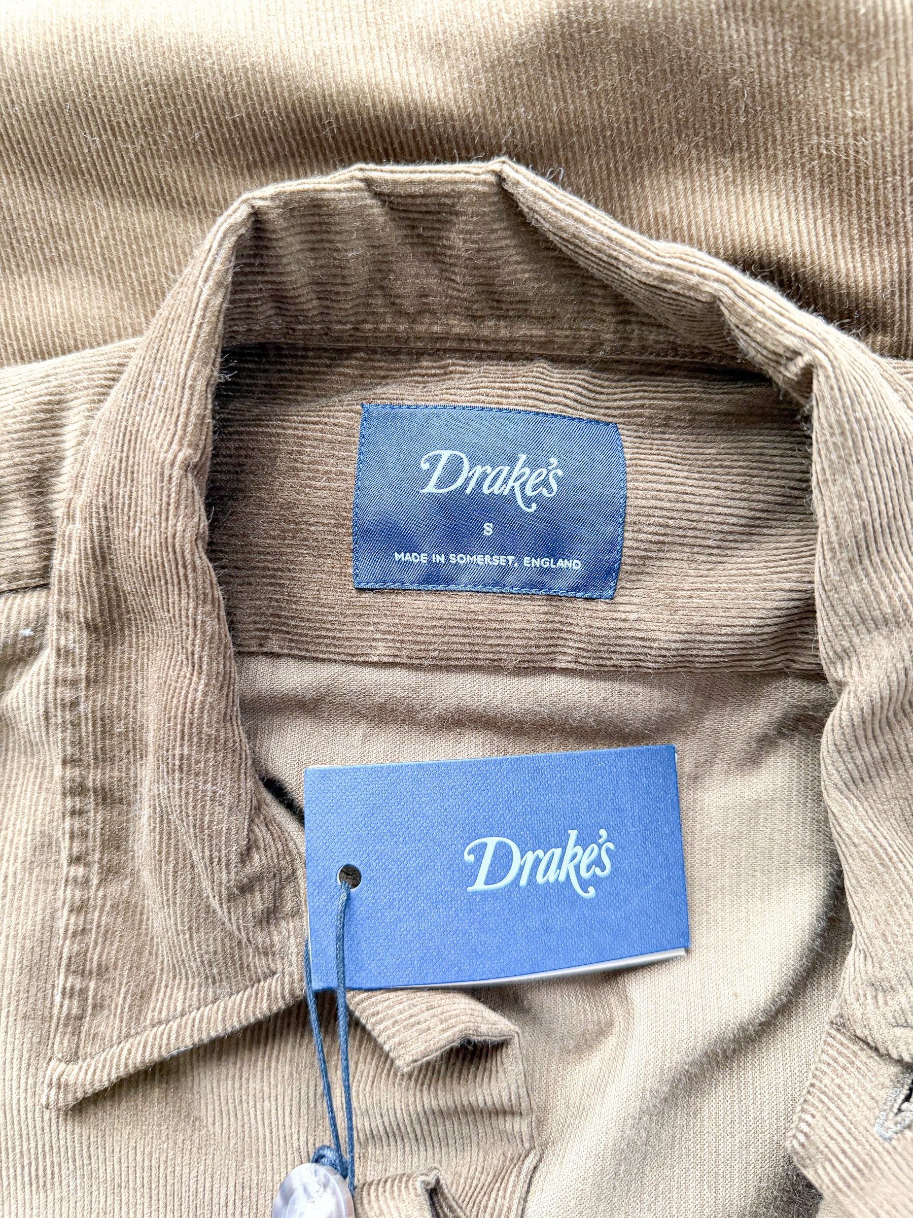 Drake's Brown Needle Cord Over Shirt