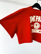 Ami Paris France Logo Front Red Crop Boxy T-Shirt Top