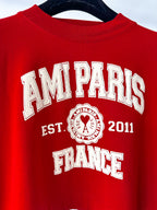Ami Paris France Logo Front Red Crop Boxy T-Shirt Top