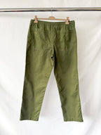 Drake's Olive Cotton Drawstring Trousers