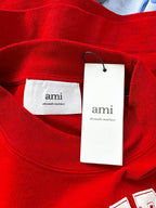 Ami Paris France Logo Front Red Crop Boxy T-Shirt Top