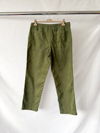 Drake's Olive Cotton Drawstring Trousers