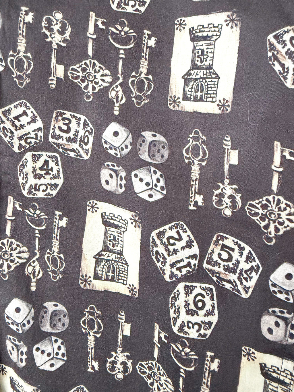 Dolce And Gabbana Sicilia Formal Black Beige Dice Keys Shirt