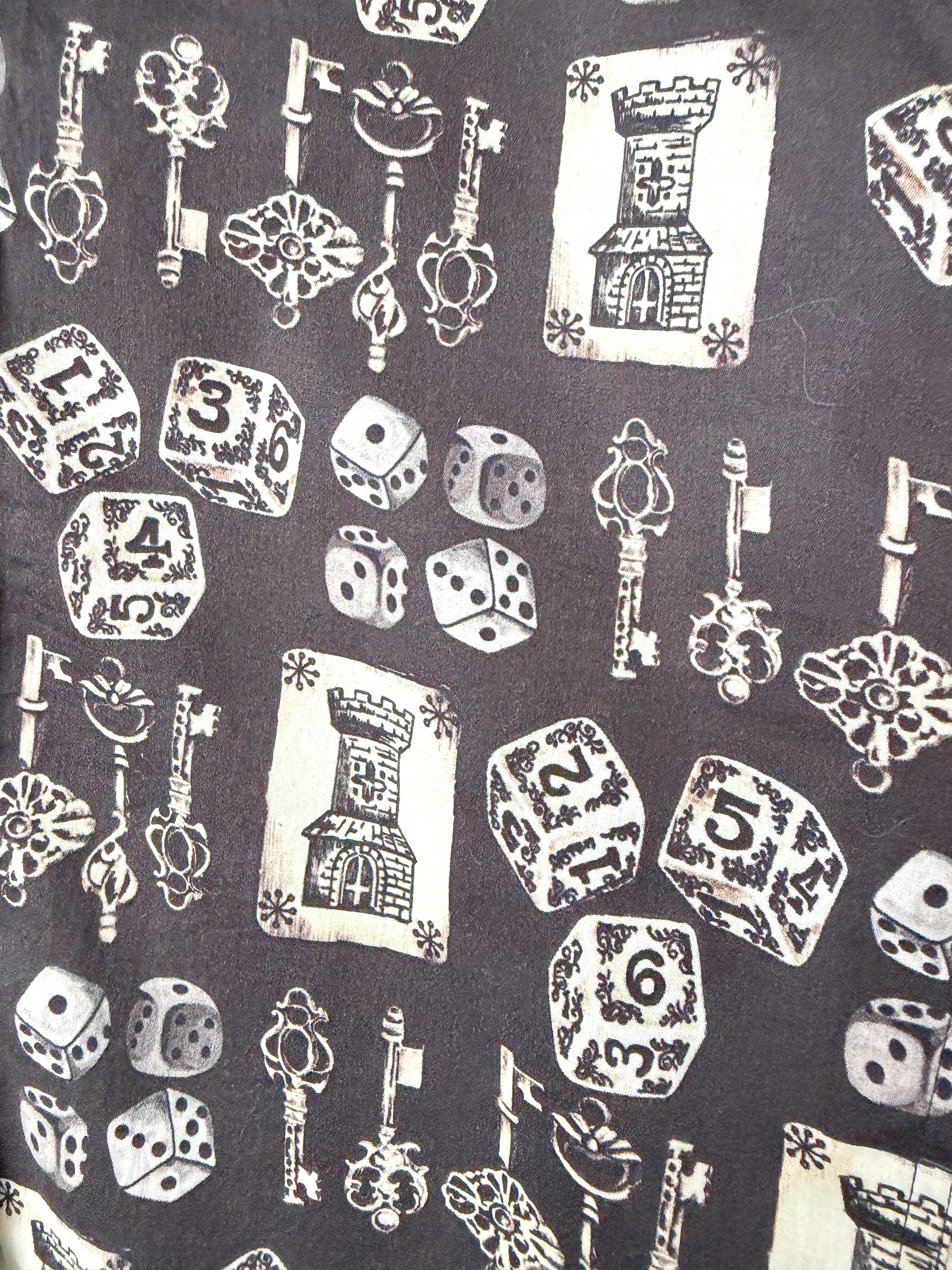 Dolce And Gabbana Sicilia Formal Black Beige Dice Keys Shirt