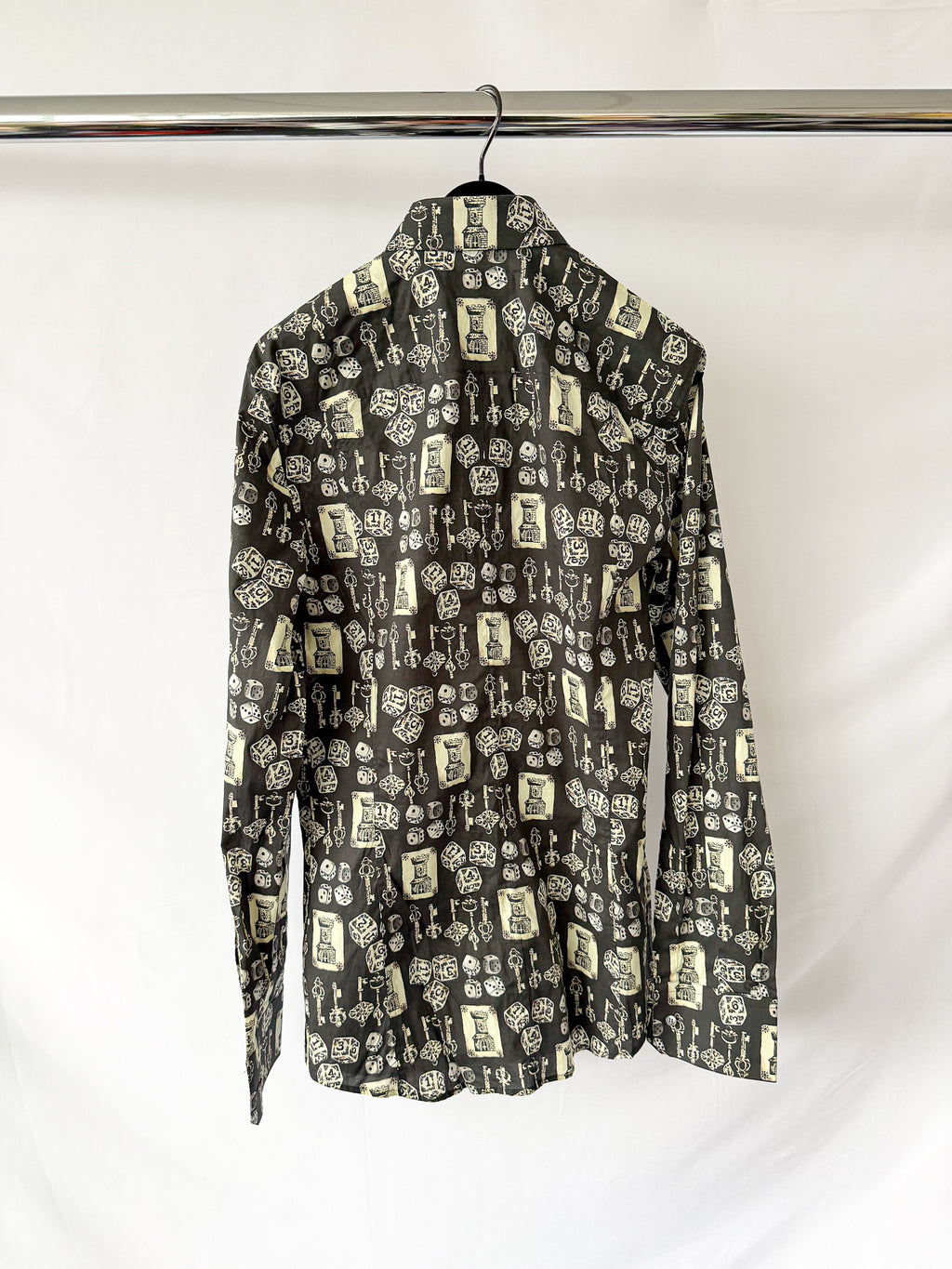 Dolce And Gabbana Sicilia Formal Black Beige Dice Keys Shirt