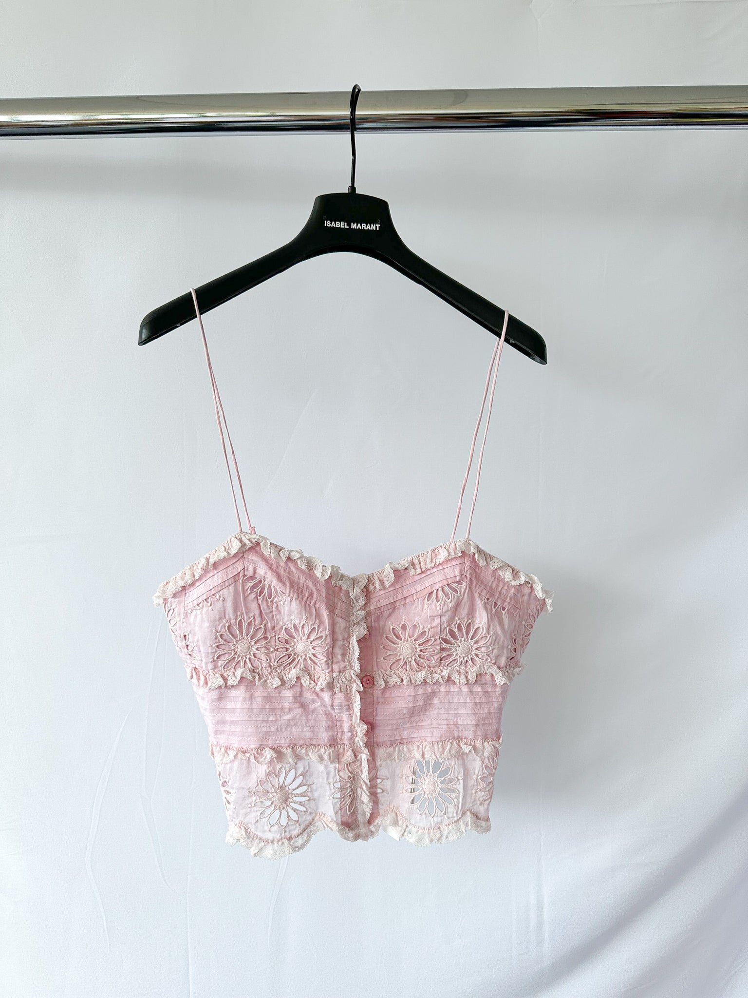 Isabel Marant Pink Delphine Floral Broderie Anglaise Lace Top