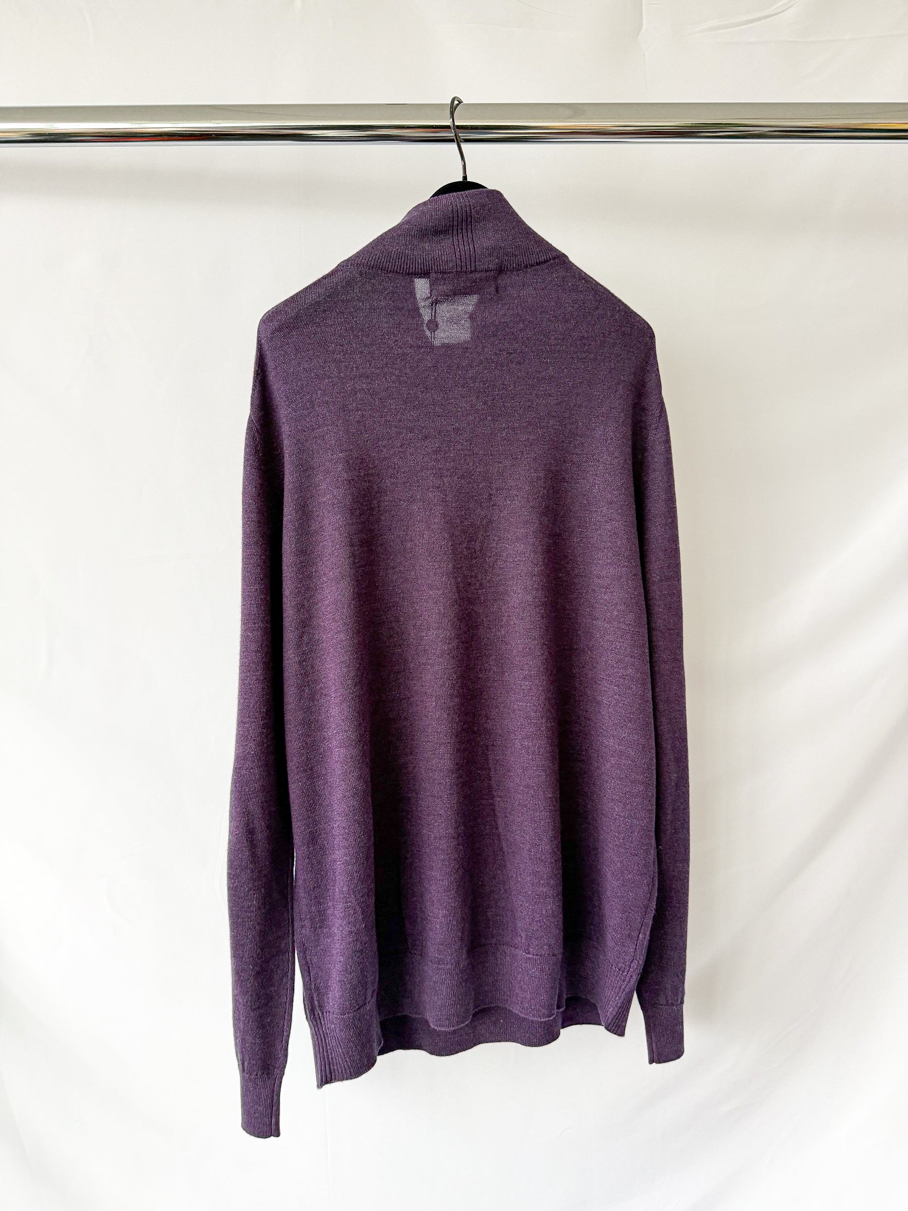Pringle Of Scotland Qtr Zip Extra Fine Merino Wool Jumper In Purple