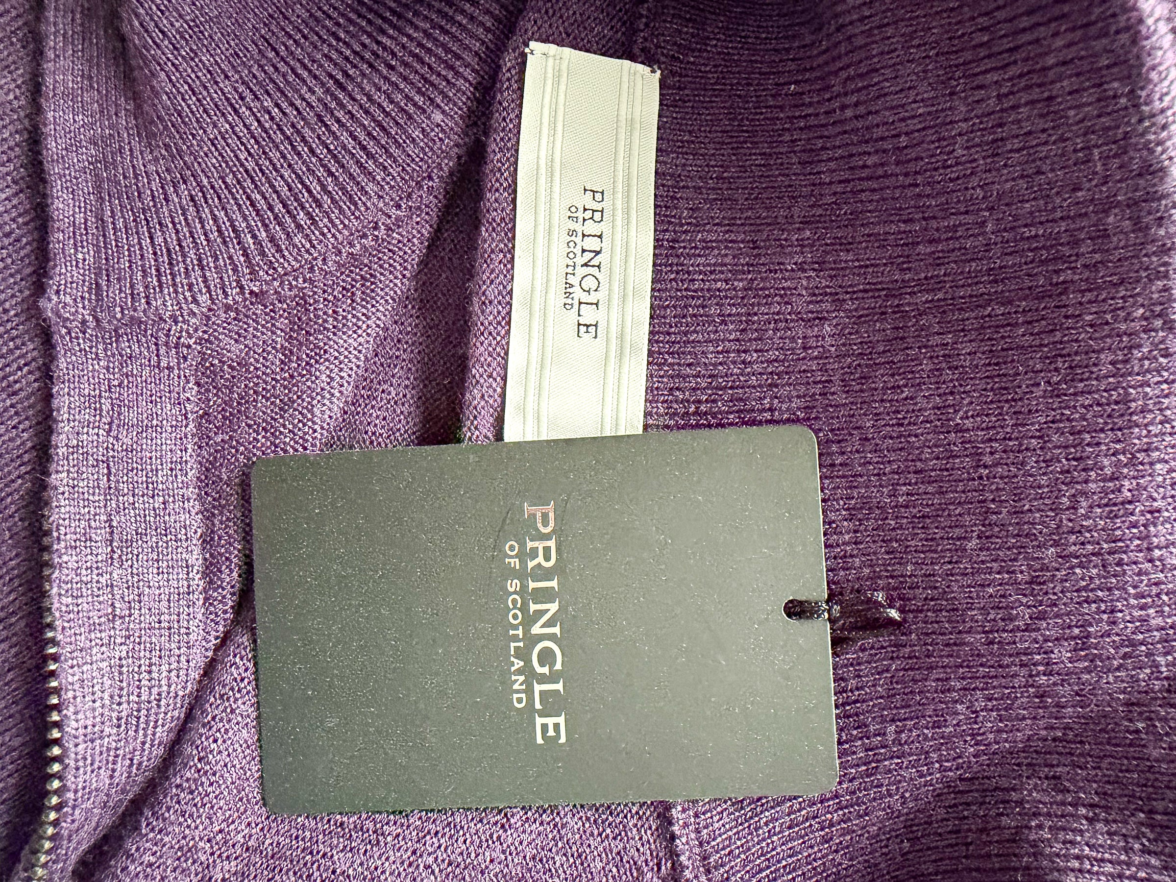 Pringle Of Scotland Qtr Zip Extra Fine Merino Wool Jumper In Purple